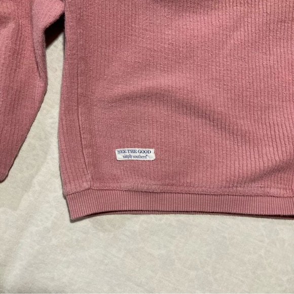 Simply Southern Dusty Rose Waffle Knit “Be Kind' Sweatshirt with Daisy - Picture 9 of 10